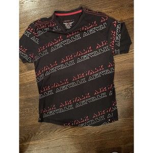 Airwalk Mens All Over Shirt Adult M Tee Short Sleeve Crew Neck Black And red